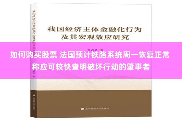 如何购买股票 法国预计铁路系统周一恢复正常 称应可较快查明破坏行动的肇事者